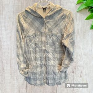 Eddie Bauer plaid flannel shacket with hoodie, women’s small!